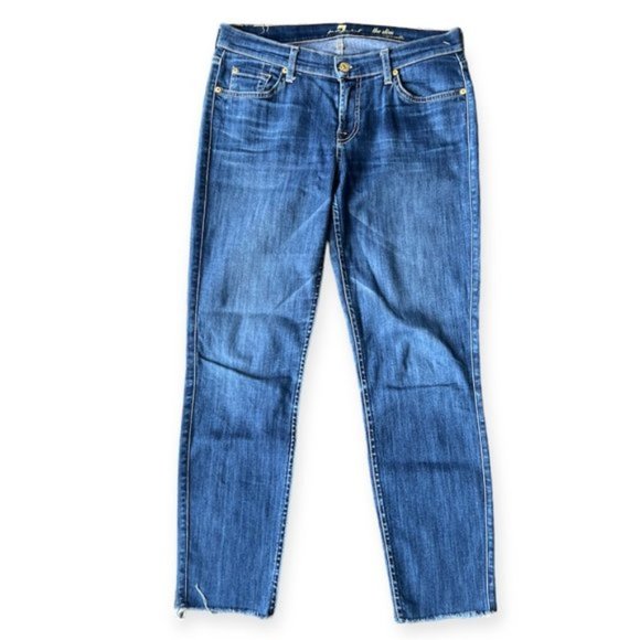 7 For All Mankind the Slim Cigarette Raw Hem Blue Women’s Jeans. Size 29 - Picture 1 of 9